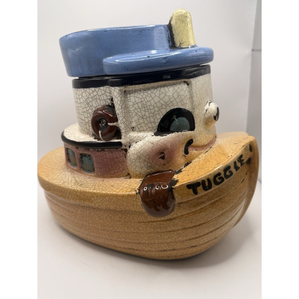 40s/50s Mid-Century Ceramic Tuggle Tug Boat Cookie Jar Sierra Vista CA, Pottery